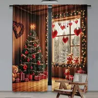 Household supplies MH 2 st Julgardiner Julgran Söt Vinterhelg Julklappar Snöflingor Tomte För Vardagsrumsfönster Hem Draperier 29x65in(75x166cm) brown