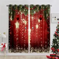 Household supplies MH Heminredning Julgardiner Snöflinga Klockor Jultomten Julgran Gardin Passar Fönsterdekor Sovrum Vardagsrum 2 st 50W130H(CM)X2PCS&Rod Pocket