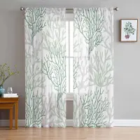 Household supplies MH Marin Korallgrön Skira Gardiner för Vardagsrumsdekoration Fönstergardiner för Kök Tyll Voile Organza Gardiner W135 x H115cm x1 white