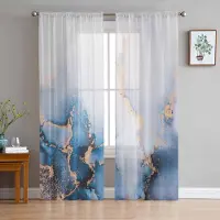 Household supplies MH Abstrakta Marmor Akvarell Skira Gardiner för Vardagsrumsdekoration Fönstergardiner för Kök Tyll Voile Organza Gardiner W135 x H115cm x1