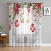 Household supplies MH Jul Vinter Julstjärna Skira Gardiner för Vardagsrumsdekoration Fönstergardiner Kök Tyll Voile Gardiner W135 x H115cm x1