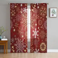 Household supplies MH Jul Snöflinga Röda Skira Gardiner för Vardagsrumsdekoration Fönstergardiner för Kök Tyll Voile Organza Gardiner W135 x H115cm x1