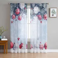 Household supplies MH Jul Snöboll Skira Gardiner för Vardagsrumsdekoration Fönstergardiner Kök Tyll Voile Gardiner W135 x H115cm x1 white