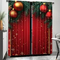 Household supplies MH 2 Paneler Jul Snö Jultomten Gardiner Halvmörkläggningsgardin För Sovrum Vardagsrum Fönster Kök Kontor Hemdekoration 100W130H(CM)40x51in&Grommet Top