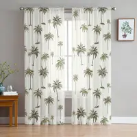 Household supplies MH Palmträd Växter Blad Skira Gardiner för Vardagsrumsdekoration Fönstergardiner för Kök Tyll Voile Organza Gardiner W135 x H115cm x1 white