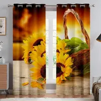 Household supplies MH Vackra Solros Hav av Blommor Gardiner Vardagsrum Sovrum Kök Balkong Fönsterdekor 2 Paneler Landskap 50W130H(CM)X2PCS&Hook