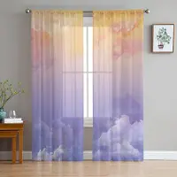 Household supplies MH Sky Moln Skira Gardiner för Vardagsrumsdekoration Fönstergardiner för Kök Tyll Voile Organza Gardiner W135 x H115cm x1 beige