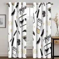 Household supplies MH 2 Paneler 3D Digitaltryck Härliga Rosa Röda Glitter Ögonfransar Ögon Ros Läppar Flickrum Tunna Draperier Prinsessa Vardagsrum Fönster 100W130H(CM)40x51in&Grommet Top