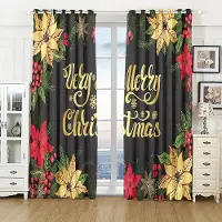 Yiran Furniture 2024 Europeisk Stil Jultomte Snögubbe Julgardiner för Vardagsrum Sovrum Estetisk Dekoration Snöflinga Fönsterdraperier W60xH100(CM)x2pcs&Rod Pocket black