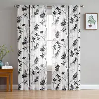 Household supplies MH Växt Bambu Svart Vit Skira Gardiner för Vardagsrumsdekoration Fönstergardiner för Kök Tyll Voile Organza Gardiner W135 x H115cm x1