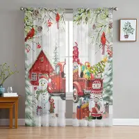 Household supplies MH Jul Lastbil Snögubbe Tomte Skira Gardiner för Vardagsrumsdekoration Fönstergardiner Kök Tyg Gardiner W135 x H115cm x1 brown
