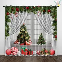 Household supplies MH 2 st Mörkläggningsgardiner i julserien för kök, badrum, vardagsrum 140x160cm&Grommet Top