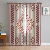 Household supplies MH Bohemiska Aztec Lantliga Röda Skira Gardiner för Vardagsrumsdekoration Fönstergardiner Kök Tyll Voile Gardiner W135 x H115cm x1