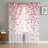 Household supplies MH Kärlek Hjärtformade Fallande Gradient Skira Gardiner för Vardagsrumsdekoration Fönstergardiner Kök Tyll Voile Gardiner W135 x H115cm x1