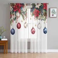 Household supplies MH Julkula Snöflingor Julstjärna Skira Gardiner för Vardagsrumsdekoration Fönstergardiner Kök Tyll Voilegardiner W135 x H115cm x1 gray