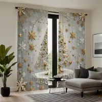 Household supplies MH 2 st HD Jul Snö kristall pärlgardin dekorativ gardin vit knyt digitaltryckt gardin Heminredningsstil dekorh W52H63inchW132H160cm