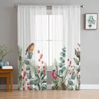 Household supplies MH Jul Eukalyptus Bär Rödvinge Skira Gardiner för Vardagsrumsdekoration Fönstergardiner Kök Tyll Voilegardiner W135 x H115cm x1