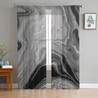 Household supplies MH Fluid Art Svart Vit Skira Gardiner för Vardagsrumsdekoration Fönstergardiner för Kök Tyll Voile Organza Gardiner W135 x H115cm x1