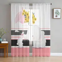 Household supplies MH Söta Elefant Solros Genomskinliga Gardiner för Vardagsrumsinredning Fönstergardiner för Kök Tyg Voile Organza Gardiner W135 x H115cm x1 white