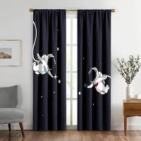 Household supplies MH 2 st Djupblå Rymd Astronaut Fönstergardiner Planeter Kosmiskt Äventyr Heminredning Kanalficka för Pojkar Flickor Sovrum Dekorera. 150x166cm