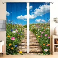 Household supplies MH 2 st Tryckta gardiner med lantligt motiv för heminredning - Stångficka fönsterbehandling för sovrum, kontor, kök, vardagsrum, 52.5cmX116cm X 2pcs