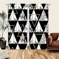Household supplies MH 2 paneler Moderna Geometriska Abstrakta Gardiner för Sovrum Vardagsrum Golv-till-tak-fönster Kök Persienner Fönster Stångficka 100W130H(CM)40x51in&Grommet Top