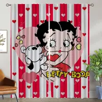 Household supplies MH Betty Boops tyll för sovrum moderna vardagsrumsgardiner 2 stycken fönstergardin nyanser Halloween-dekoration avskärmning kök W50xH70cmx2pcs-CL