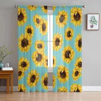 Household supplies MH Solros Skira Gardiner för Vardagsrumsdekoration Fönstergardiner för Kök Tyll Voile Organza Gardiner W135 x H115cm x1 yellow