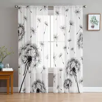 Household supplies MH Växter Maskros Skira Gardiner för Vardagsrumsdekoration Fönstergardiner för Kök Tyll Voile Organza Gardiner W135 x H115cm x1