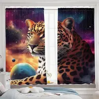 Household supplies MH 3D stjärnklar leopard djur gardiner färgglad bakgrund mode skuggning sovrum vardagsrum fönsterdekoration gardiner 2 st 50W130H(CM)X2PCS&Rod Pocket