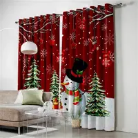 Household supplies MH 2 st Lyxiga God Jul Vit Snögubbe Julgran Älg Gardiner för Vardagsrum Sovrum Balkong Kök Dekor Gardiner W60xH100(CM)x2pcs&Rod Pocket