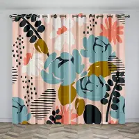 Household supplies MH Ljus färg blomstil 3D digitaltryckt gardin Sovrum arbetsrum dekorativ gardin 90g polyesterfibermaterial två paneler W50xH130(CM)x2pcs&Grommet Top