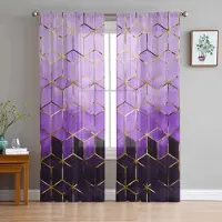 Household supplies MH Geometrisk Abstrakt Konst Lila Marmor Skira Gardiner för Vardagsrumsdekoration Fönstergardiner Kök Tüll Voile Gardiner W135 x H115cm x1