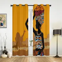 Household supplies MH Afrikansk Kvinna Yoga Vas Silhuett Vita Gardiner för Sovrum Vardagsrum Draperier Kök Barn Fönstergardin Heminredning W50xH130(CM)x2pcs&Grommet Top
