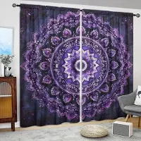 Household supplies MH 2 st Lila Svart Mandala Tryckt Gardin för Heminredning - Stångficka Fönsterbehandling för Sovrum, Kontor, Kök, Vardagsrum 52.5cmX116cmX2pcs black