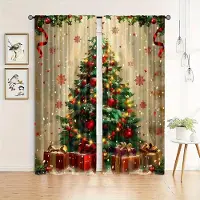 Household supplies MH 2 st Set Jul Tomten Gardiner Stångficka Fönsterbehandlingar För Sovrum Vardagsrum Kök Kontor Halvtransparenta (W50cmxH130cm)x2&Grommet Top