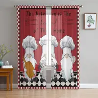 Household supplies MH Kök Kock Midget Skira Gardiner för Vardagsrumsdekoration Fönstergardiner för Kök Tyll Voile Organza Gardiner W135 x H115cm x1 brown