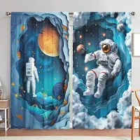 Household supplies MH 2 st Astronaut i rymden Tryckt Gardin för Heminredning - Stångficka Fönsterbehandling för Sovrum, Kontor, Kök, Vardagsrum 52.5cmX116cm X 2pcs