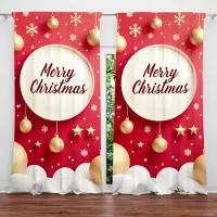 Household supplies MH 2 st Jultryckt gardin för julheminredning - Stångficka Fönsterbehandling för Sovrum, Kontor, Kök 52.5cmX116cm X 2pcs