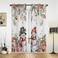 Household supplies MH Rosa Romantiska Snögubbegardiner Röd Blå Juldekor Gardiner Vardagsrum Sovrum Kök Balkong Fönsterdekor 2 Paneler 50W130H(CM)X2PCS&Hook
