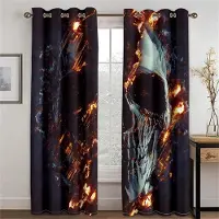 Household supplies MH 3D Skräckpumpahuvud Gardiner Skalle Halloween-stil 2 Paneler Passar Vardagsrum Sovrum Kök Balkong Fönsterdekoration 50W130H(CM)X2PCS&Hook
