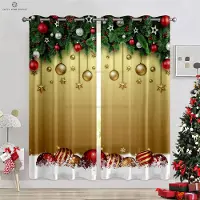 Household supplies MH Juldekoration Gardiner Snöflingor Julgransdekoration Gardiner Vardagsrum Sovrum Öppen spis Nyårsgardiner W50xH130(CM)x2PCS&Grommet Top