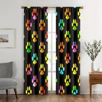 Household supplies MH 2 st Djurtassavtryck Gardiner Färgglada Hundtassavtryck Klov Kanalficka Fönsterdraperier för Pojke Flicka Sovrumsinredning. 150x166cm