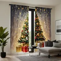 Household supplies MH 2 st HD Stjärnljus under julgranen presentförpackning dekorativ gardin Gul knytning digitaltryckt gardin Heminredningsstil d W52H63inchW132H160cm gray