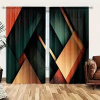 Household supplies MH 2 st Geometriskt mönstrade gardiner för heminredning - Stångficka fönsterbehandling för sovrum, kontor, kök, vardagsrum 52.5cmX116cm X 2pcs