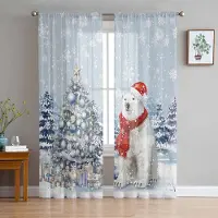 Household supplies MH Jul Snöflingor Retro Koala Skira Gardiner för Vardagsrumsdekoration Fönstergardiner Kök Tyll Voile Gardiner W135 x H115cm x1 gray