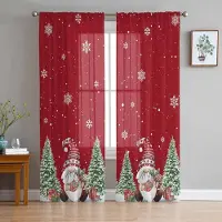 Household supplies MH Julnisse Julgran Röd Skira Gardiner för Vardagsrumsdekoration Fönstergardiner Kök Tyll Voile Gardiner W135 x H115cm x1 brown