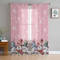 Household supplies MH Jul Snöflinga Snögubbe Akvarell Skira Gardiner för Vardagsrumsdekoration Fönstergardiner Kök Tyll Voile Gardiner W135 x H115cm x1 gray