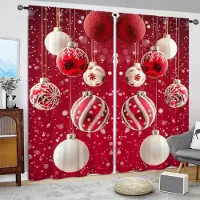 Household supplies MH 2 st Juldekoration Kula Tryckt Gardin för Heminredning - Stångficka Fönsterbehandling för Sovrum, Kontor, Kök, 52.5cmX116cm X 2pcs brown