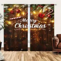 Household supplies MH 2 st God Jul Tryckt Gardin för Jul Heminredning - Stångficka Fönsterbehandling för Sovrum, Kontor, Kök 52.5cmX116cm X 2pcs